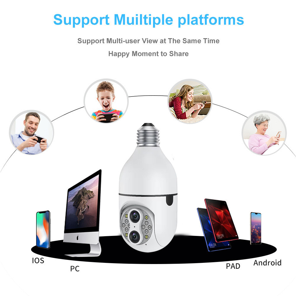 2.0MP Double Lens 10X Hybrid Zoom PTZ Full Color Bulb WiFi Camera