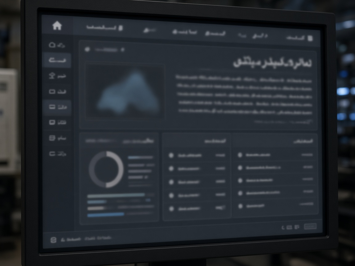 A control-room monitor with a blurred operator interface