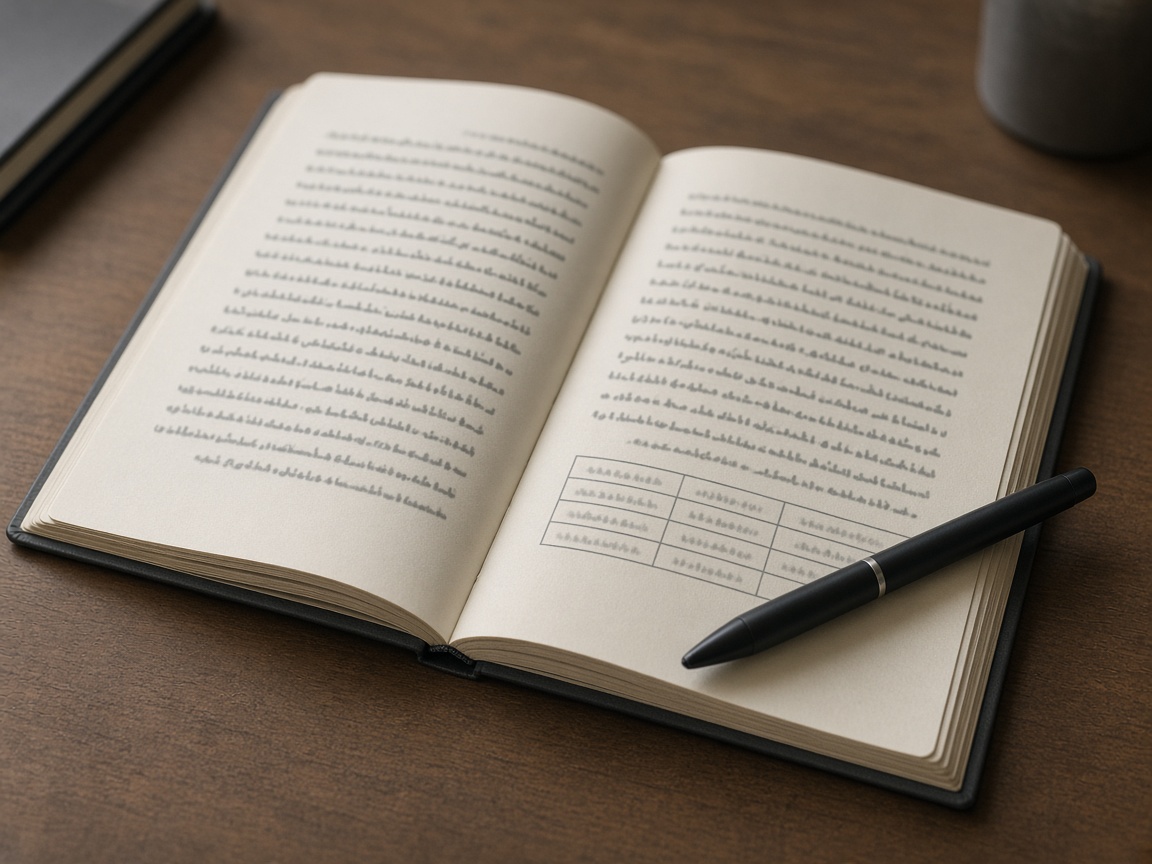 An open operating manual on a desk