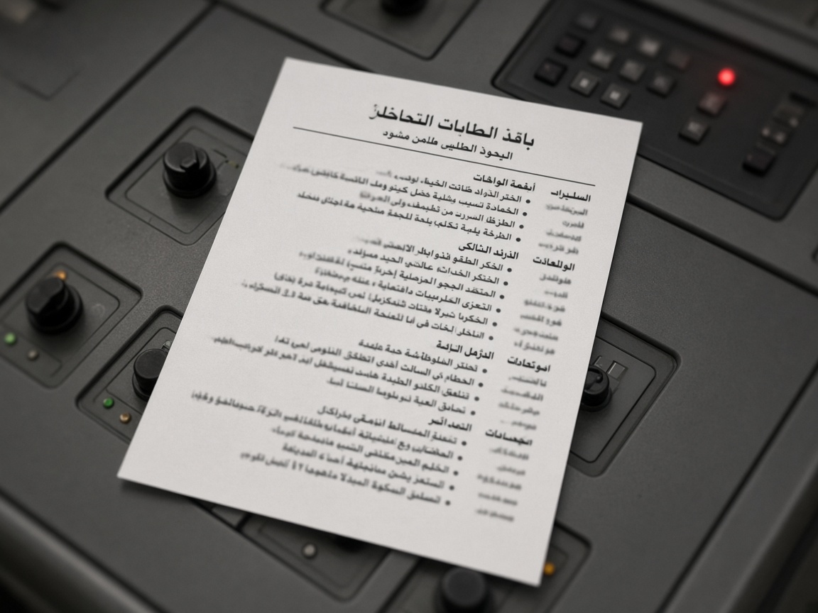 A short operating sheet on a control desk